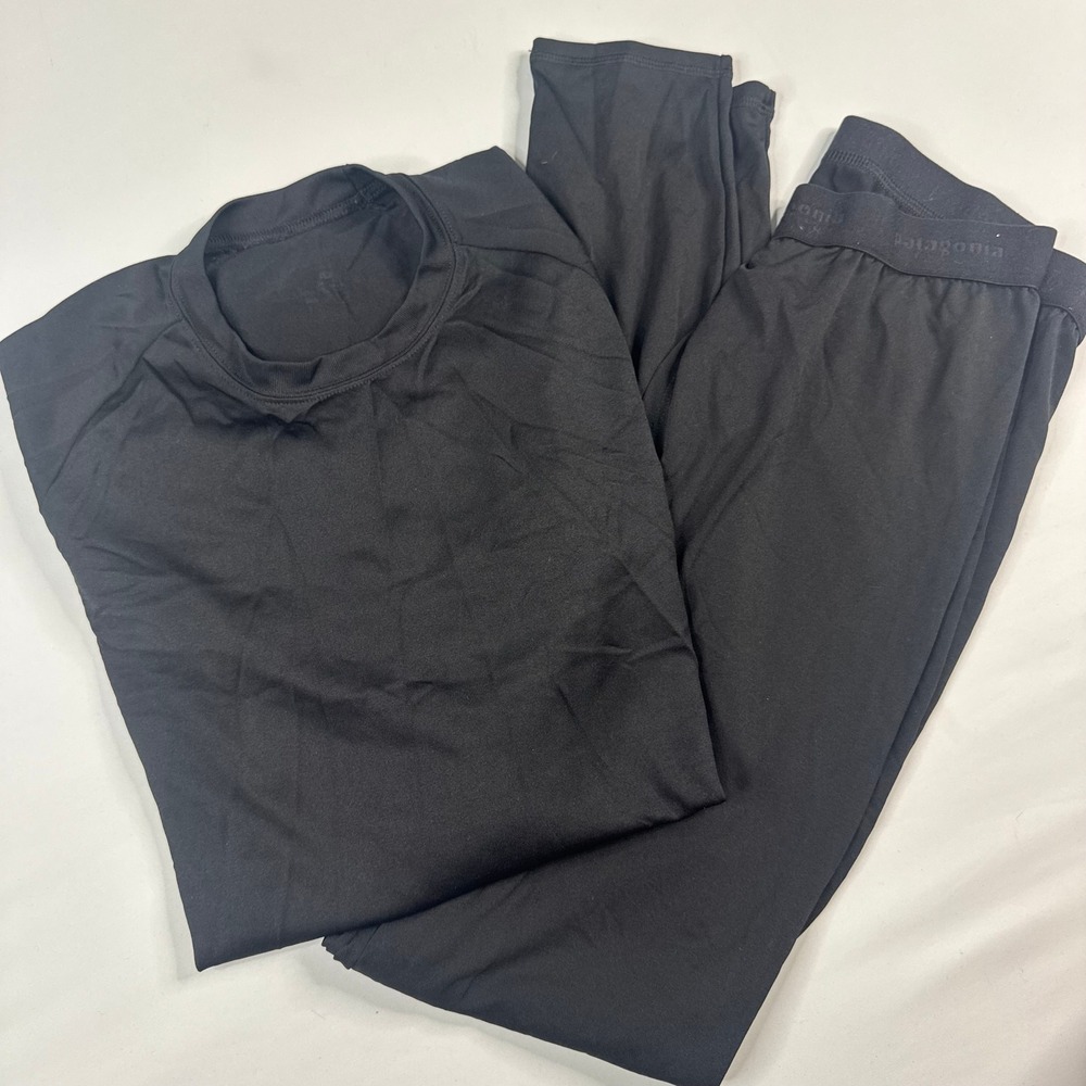 Patagonia Capilene Baselayer Set Mens S/M Black Long Sleeve Thermal USA Made‎
